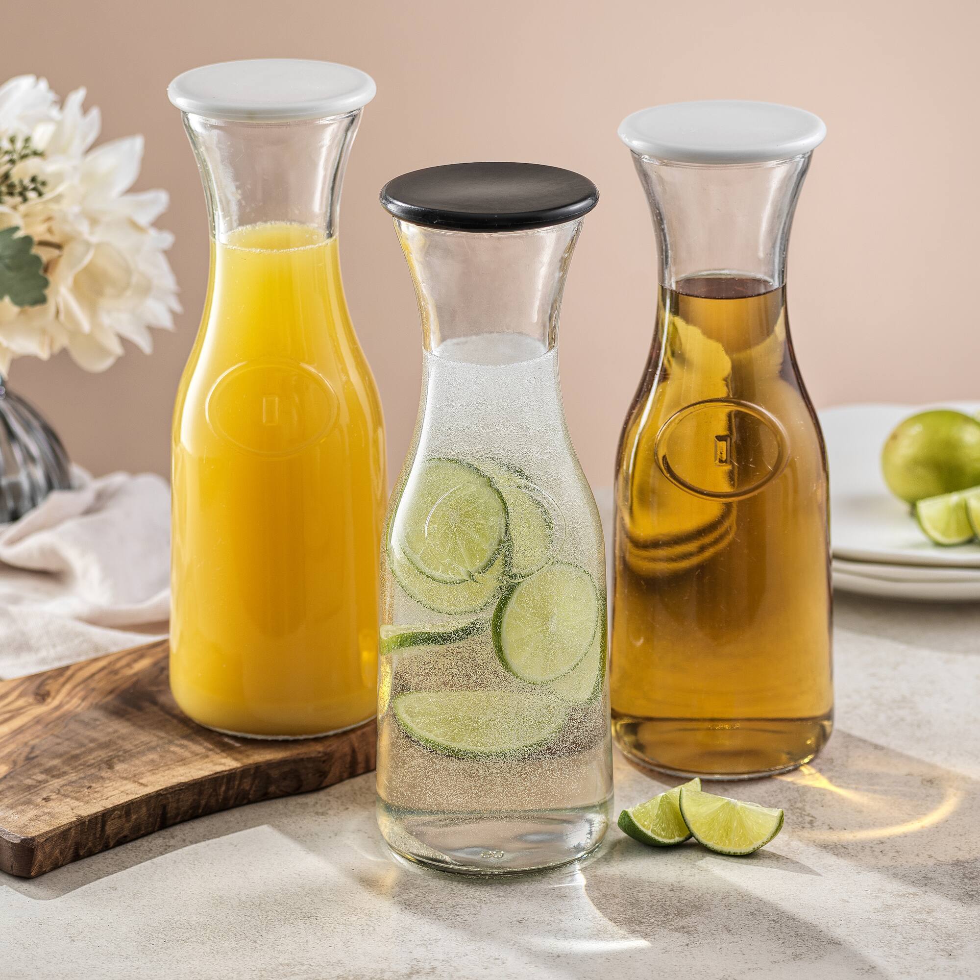 JoyJolt® 35oz. Hali Glass Carafe Bottle Pitchers Set
